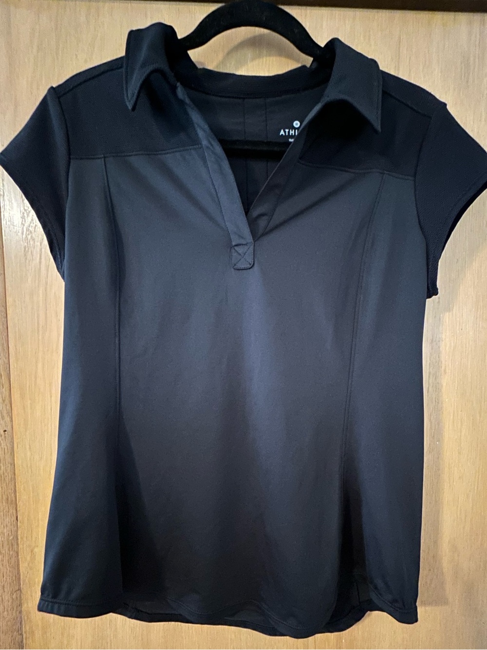 Athleta Black Short-Sleeve Polo Shirt Sz M